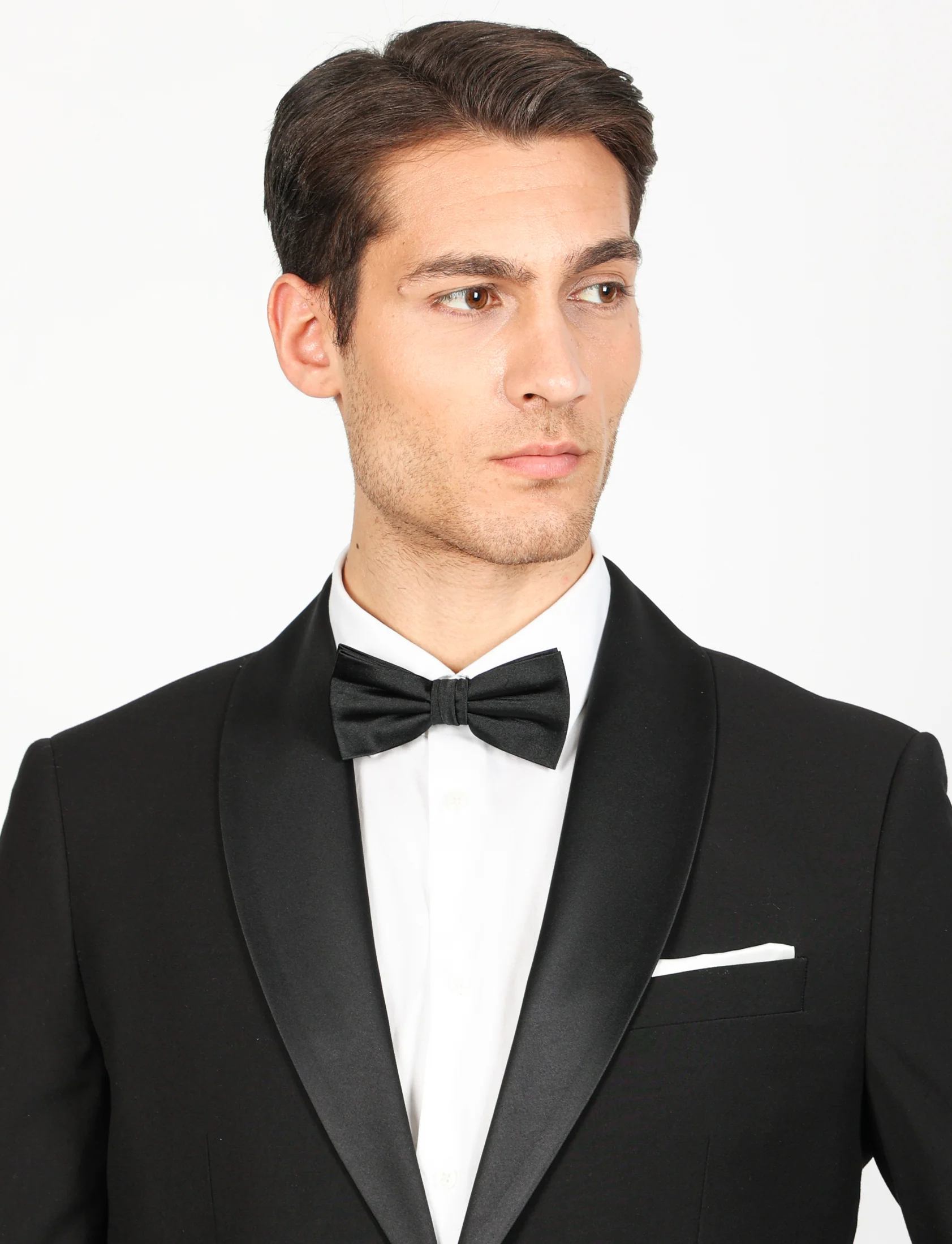 Abito smoking con collo sciallato in raso - Image 9