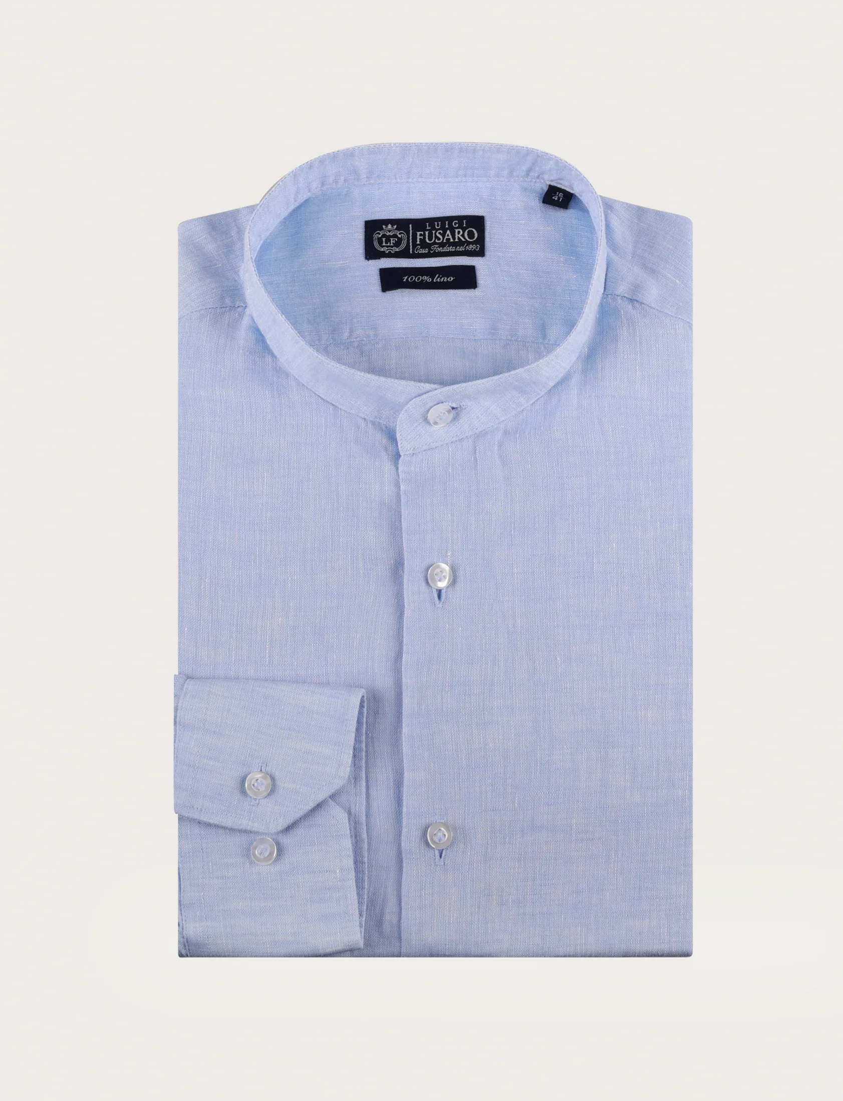 Camicia in lino con collo alla coreana - Image 13