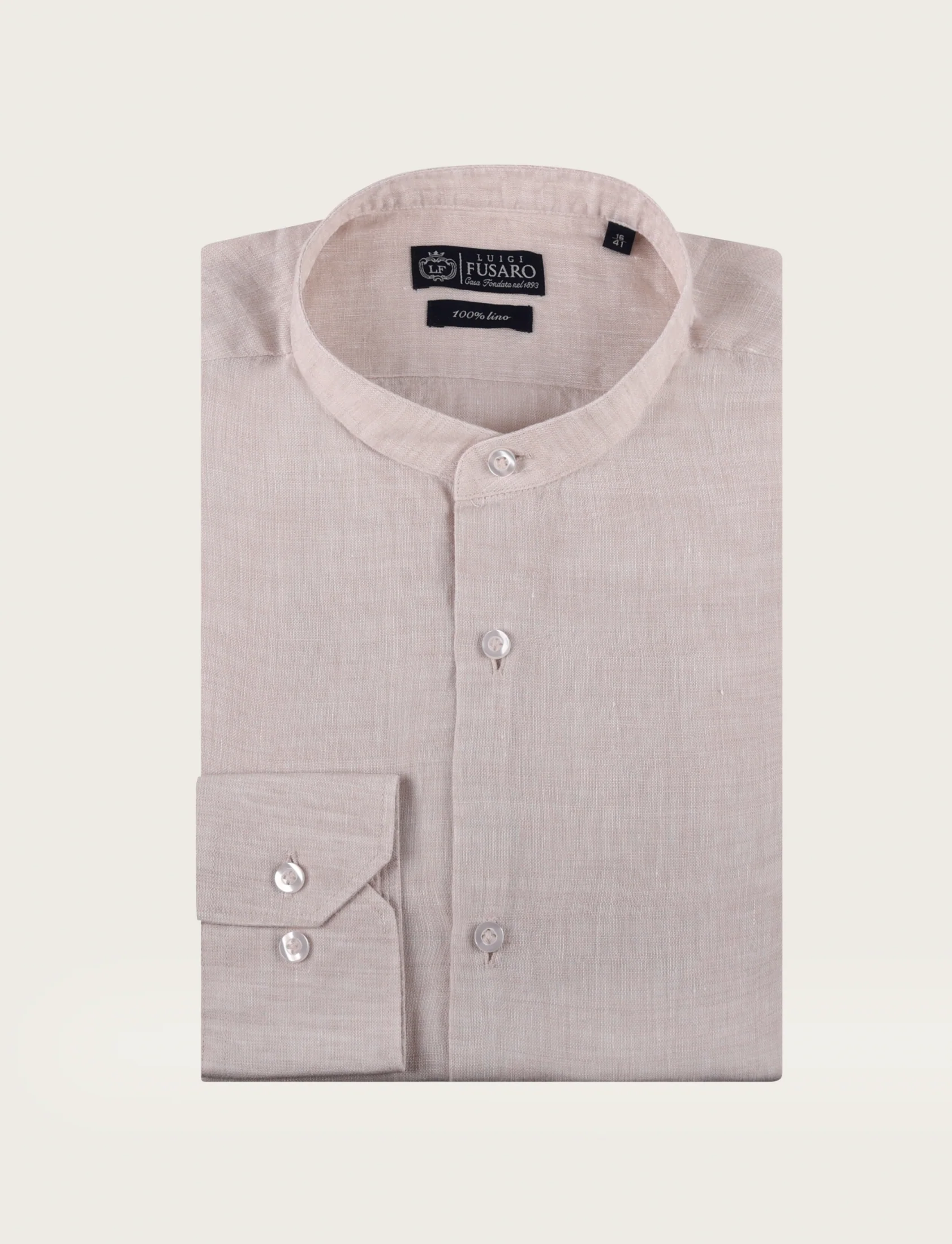 Camicia in lino con collo alla coreana - Image 7