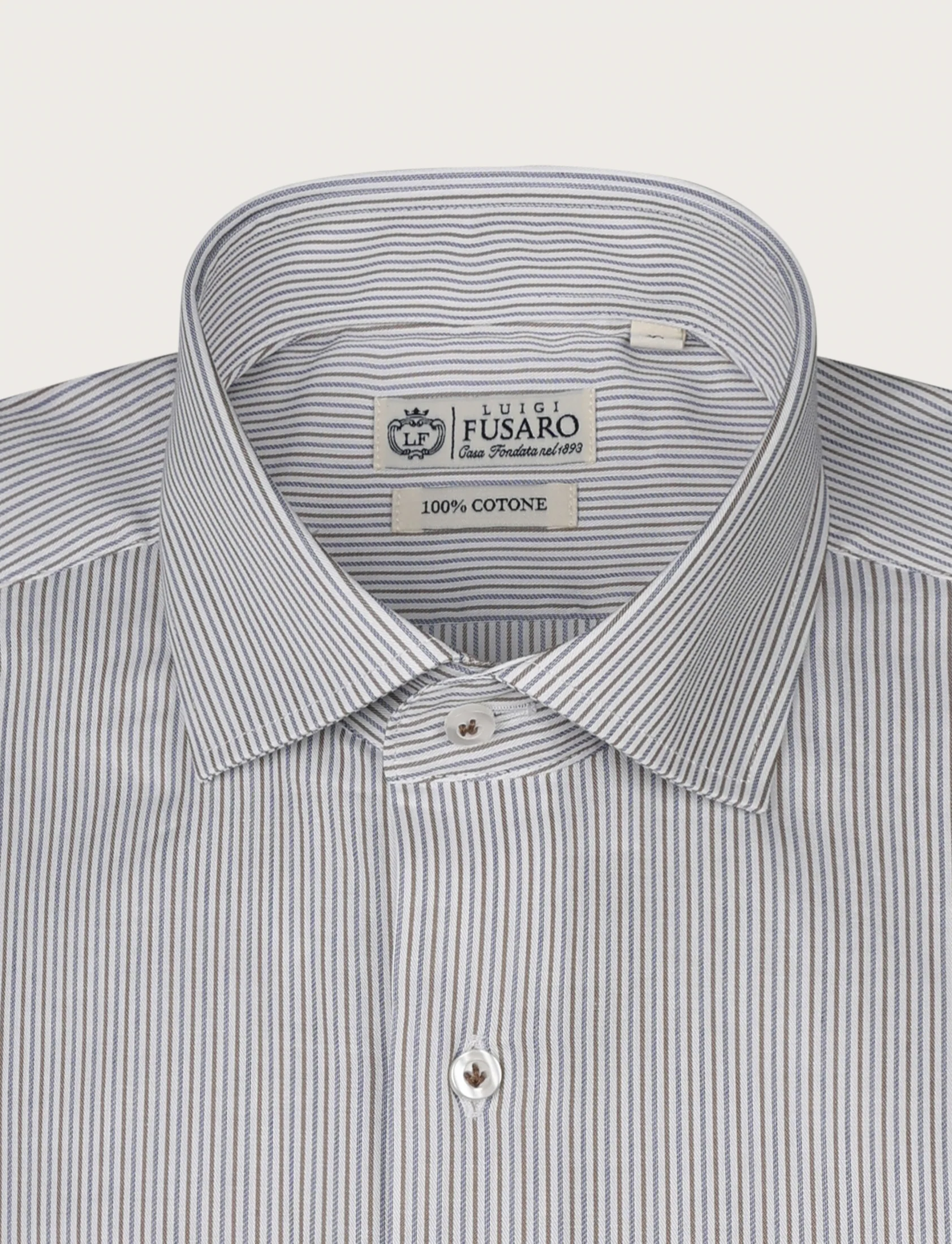 Camicia a bastoncino bicolore in cotone - Image 5