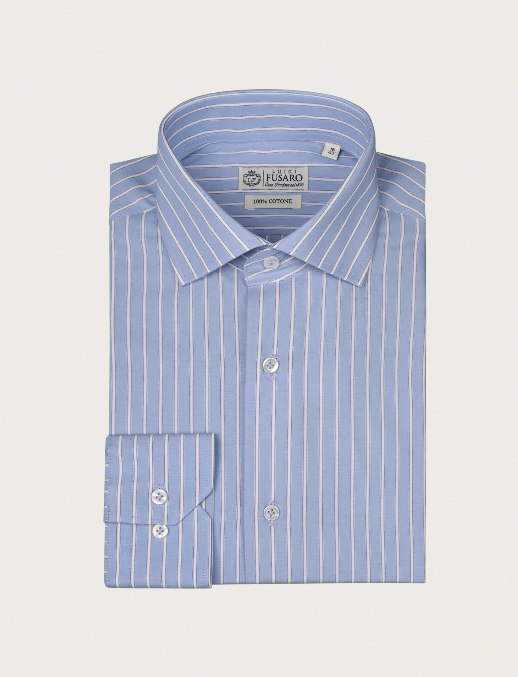 Camicia a fascia bicolore in cotone - Image 4