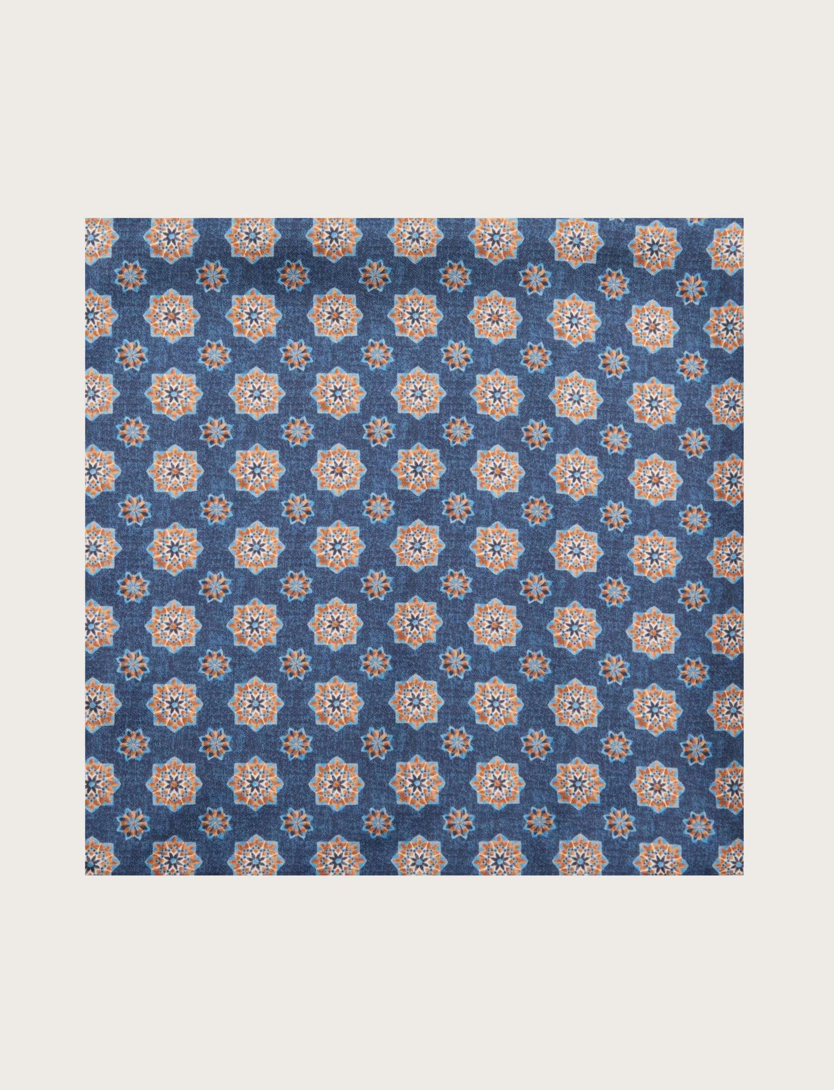 Foulard in seta floreale blu e arancio - Image 3