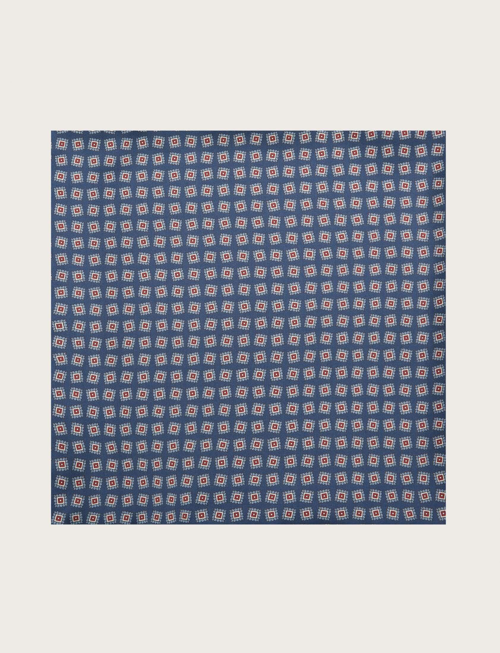 Foulard in seta blu con micro fantasia geometrica - Image 3