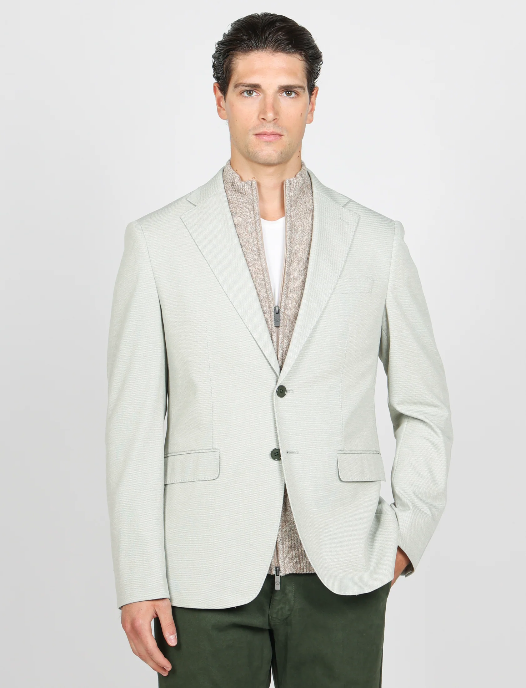 Giacca in maglia tinta unita effetto mélange - Image 13