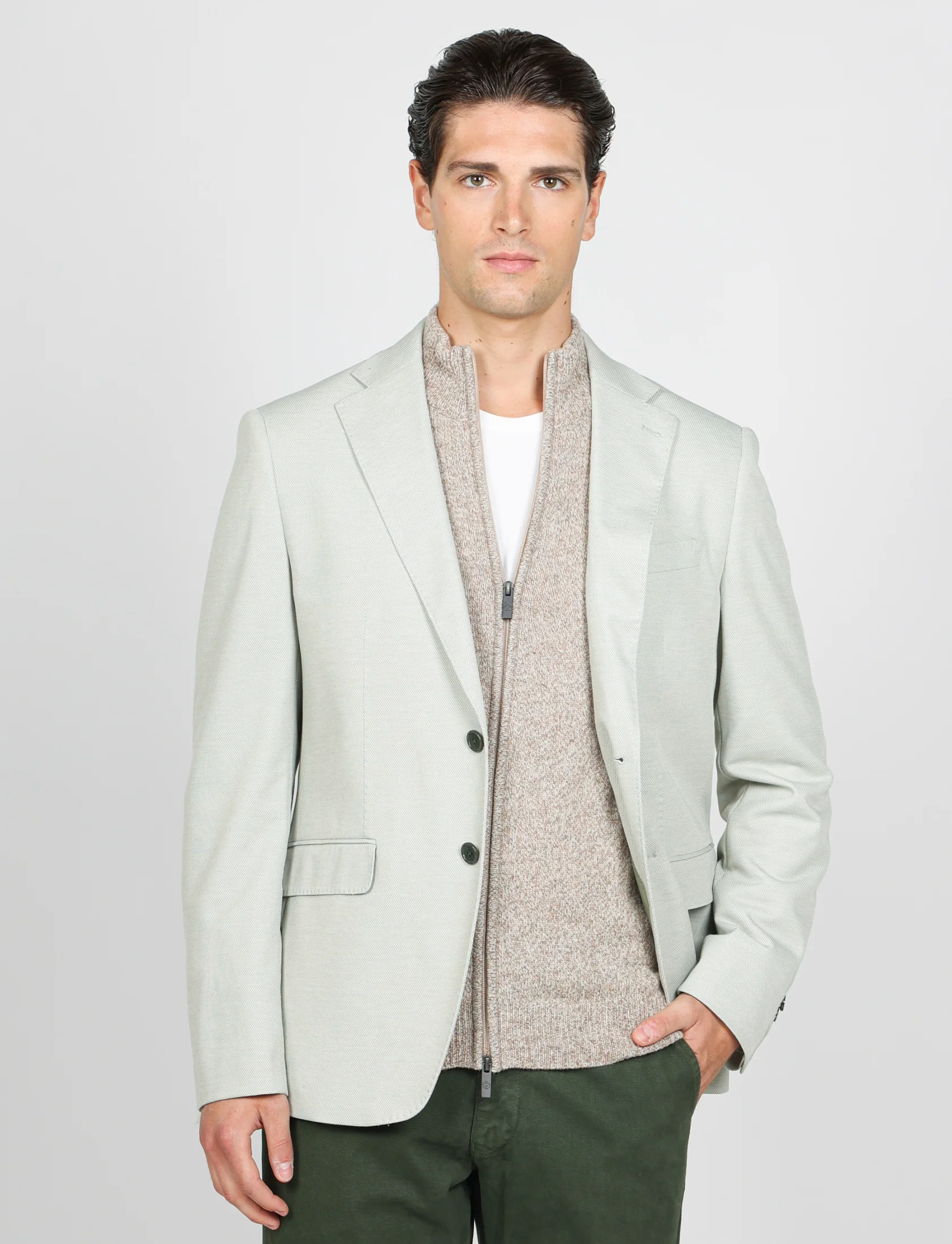 Giacca in maglia tinta unita effetto mélange - Image 14