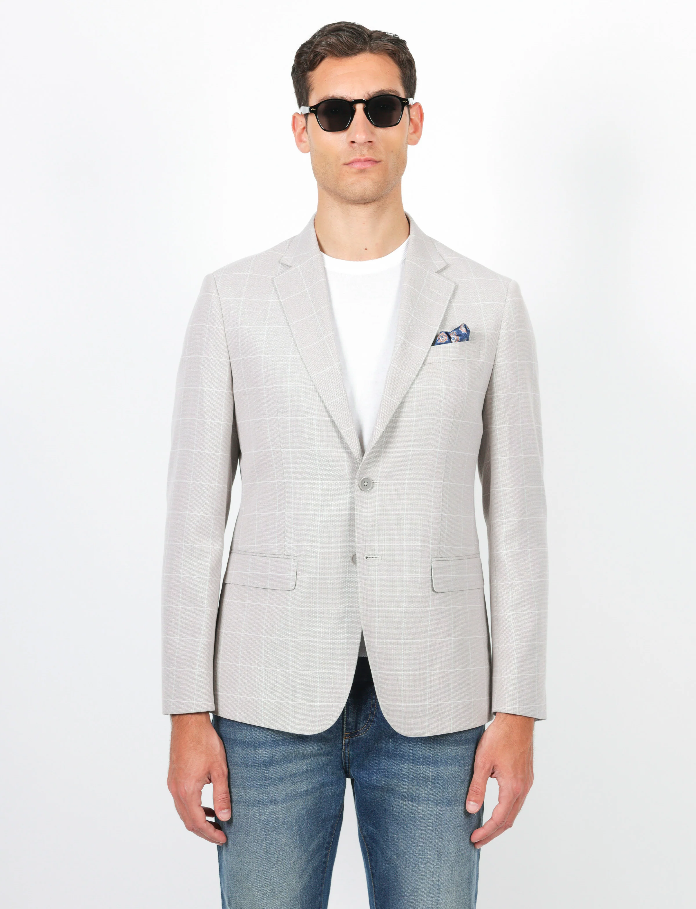 Giacca fantasia a quadri tessuto puntino - Image 7