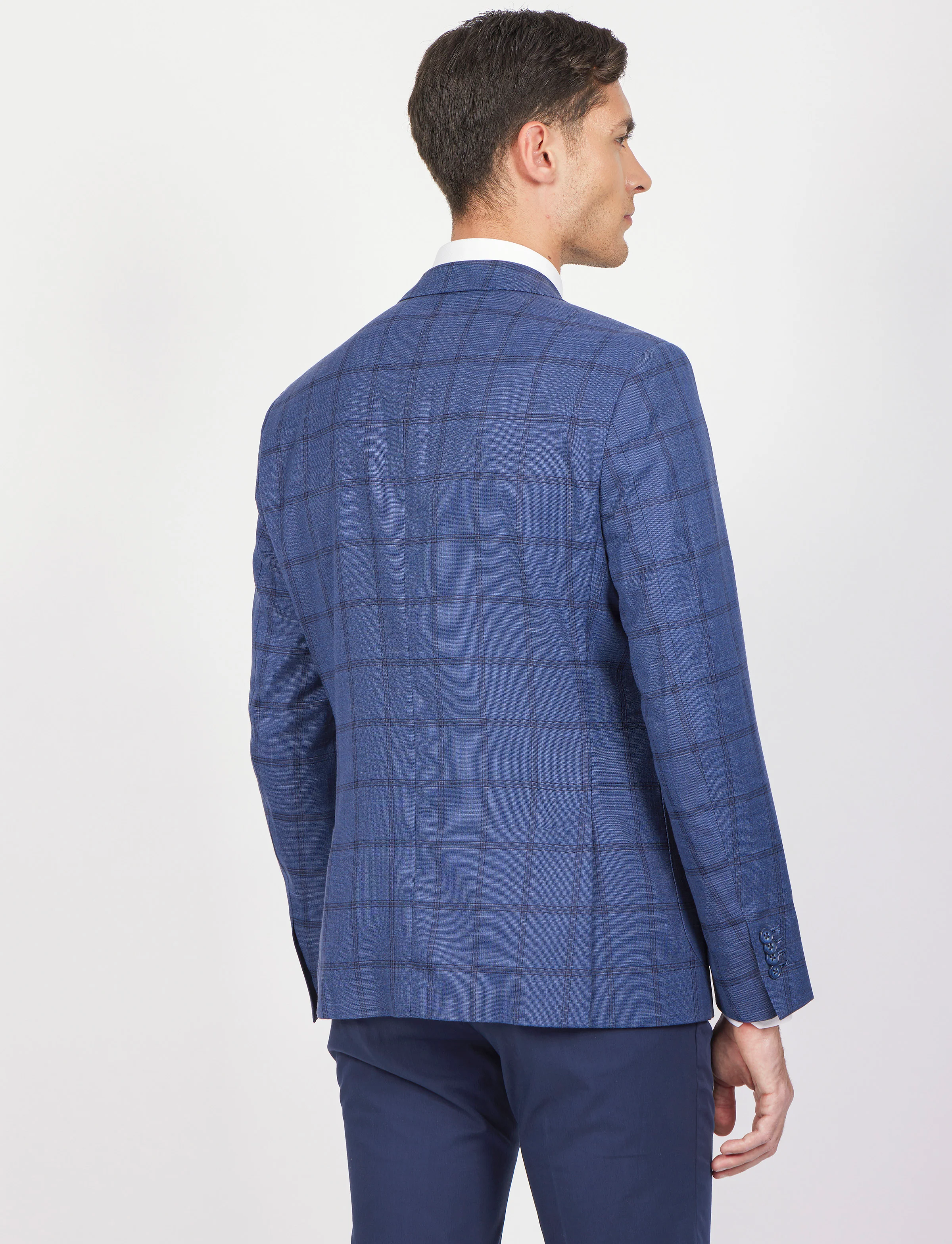 Giacca fantasia check con rever a lancia - Image 10