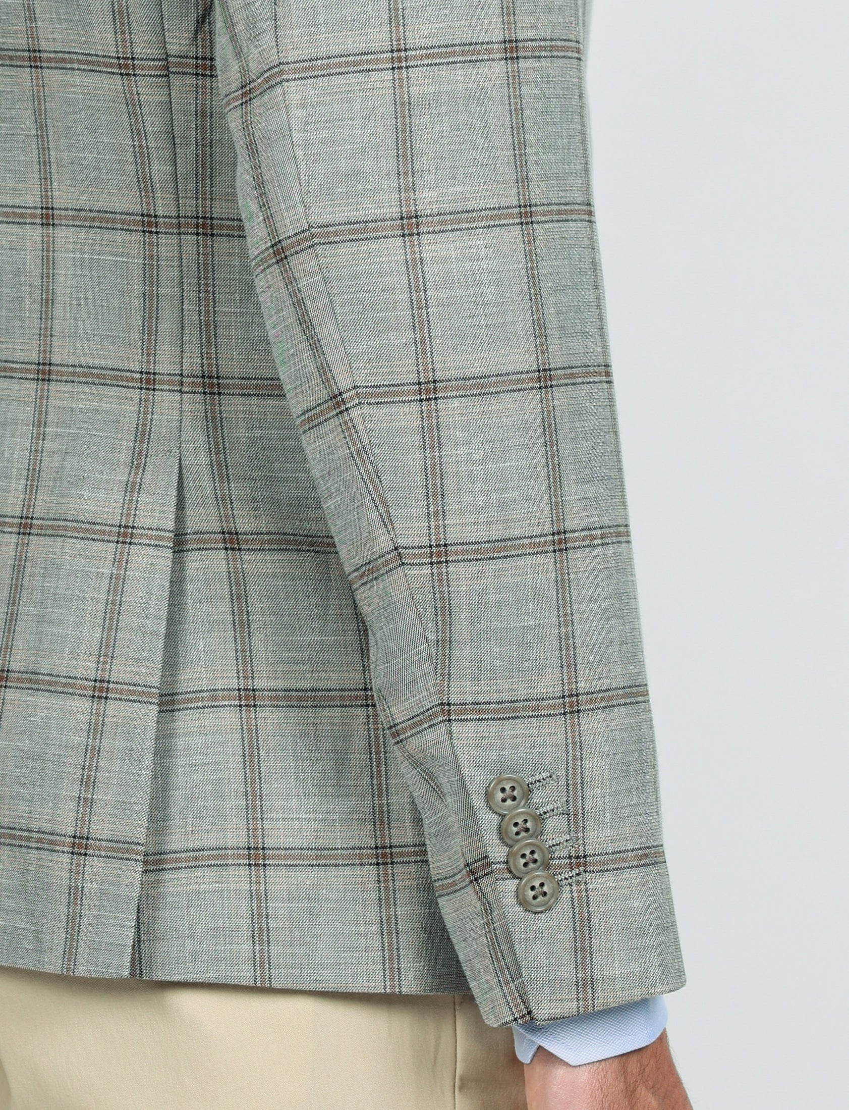 Giacca fantasia check con rever a lancia - Image 5