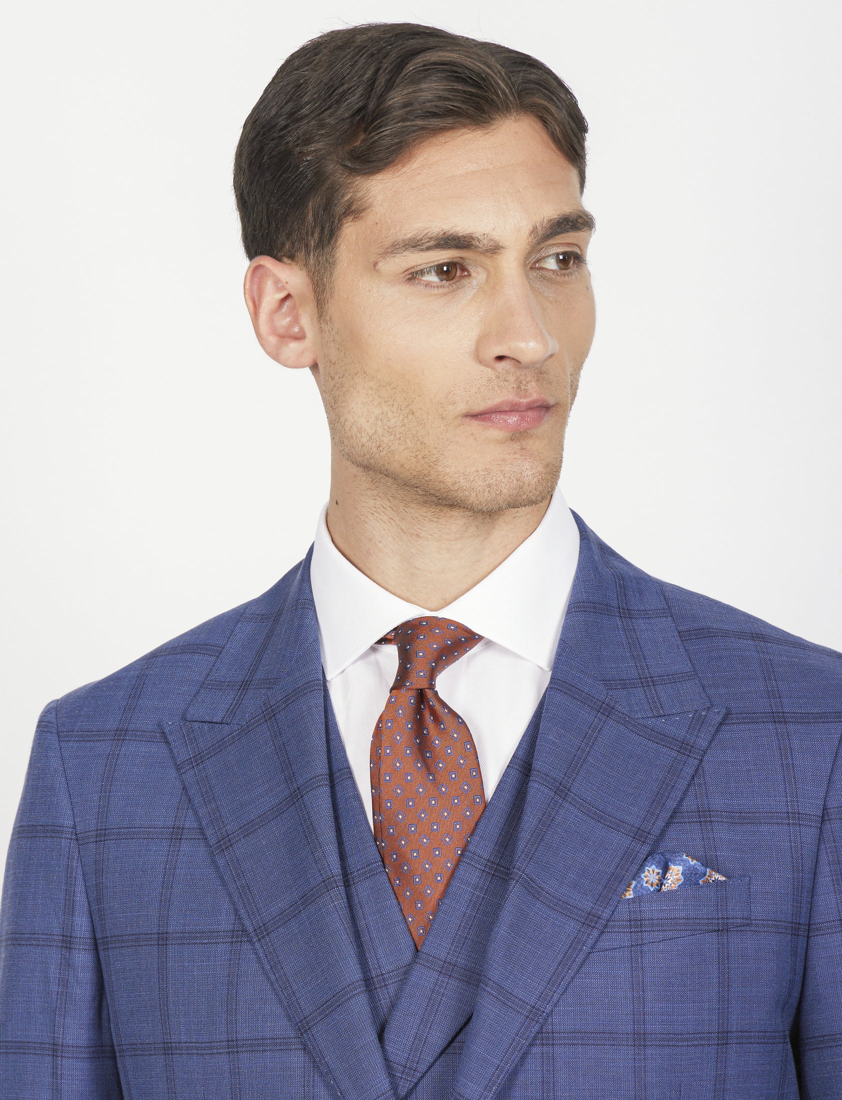 Giacca fantasia check con rever a lancia - Image 9