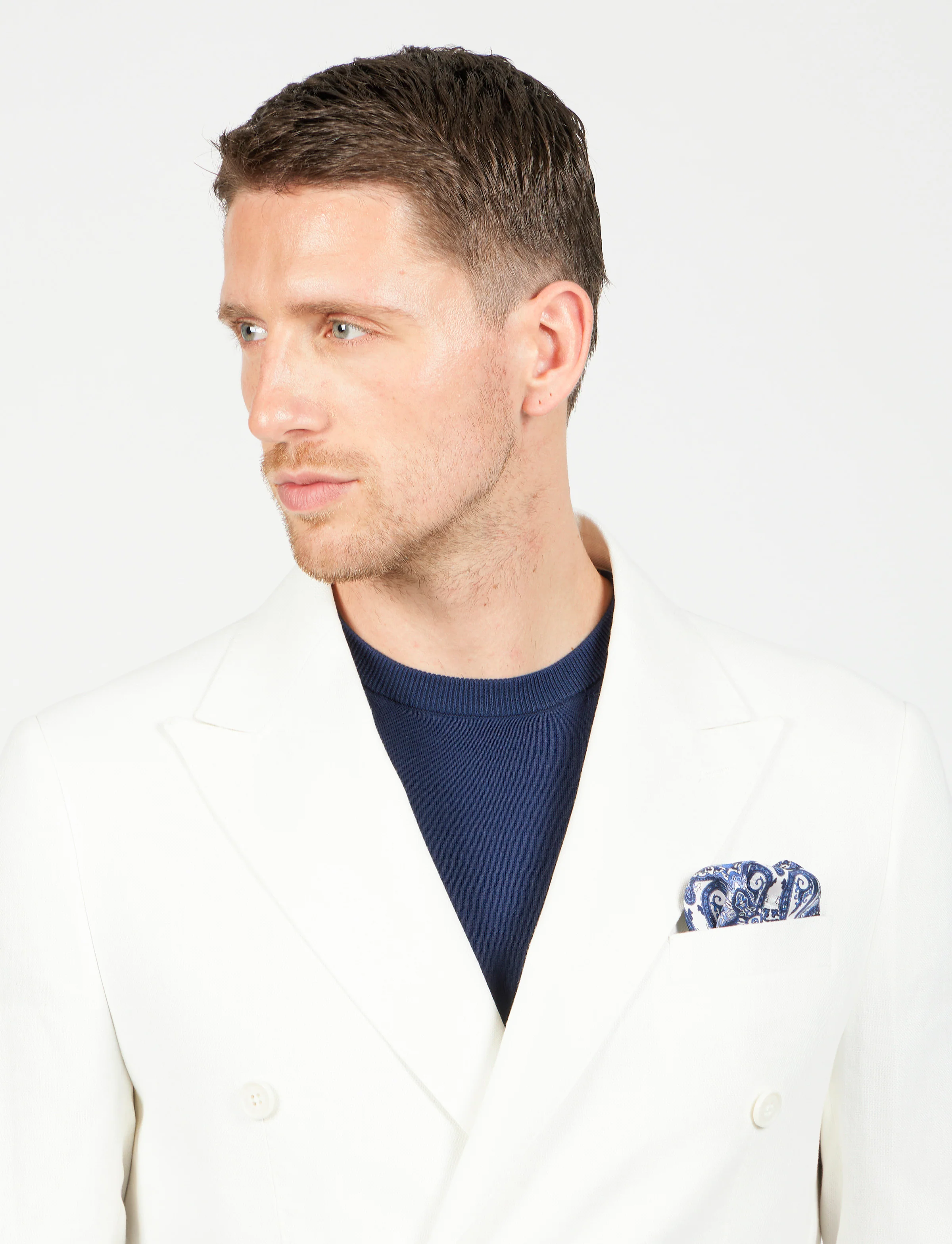 Giacca doppiopetto in cotone e lino - Image 4